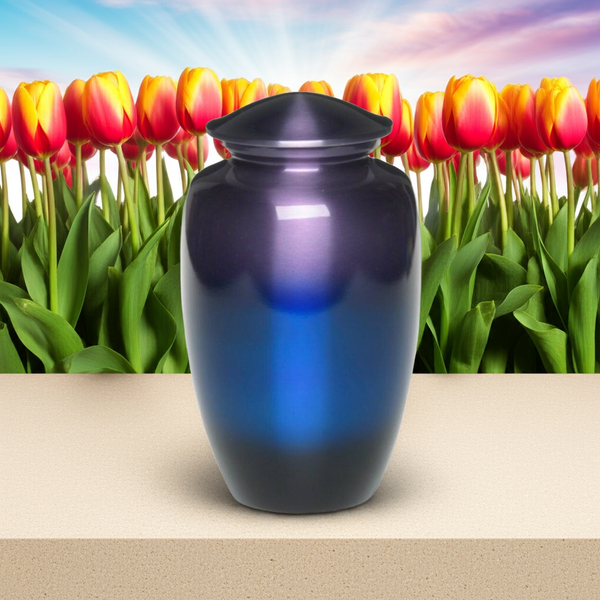 Adult Cremation Urn For Human Ashes - Purple Alloy Cremation Urn With Ombre Design - Adult Size - Purple - 200 cu. in.