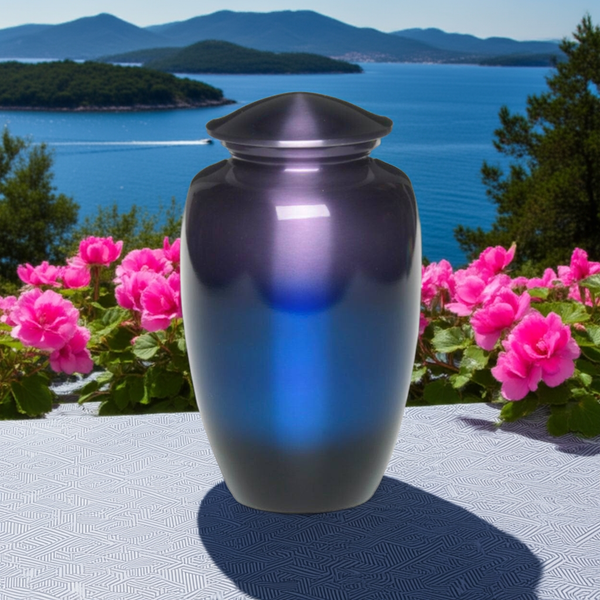 Adult Cremation Urn For Human Ashes - Purple Alloy Cremation Urn With Ombre Design - Adult Size - Purple - 200 cu. in.