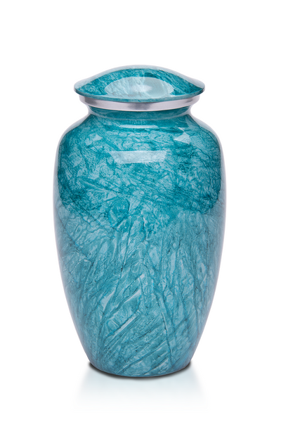 Adult Cremation Urn For Human Ashes - Teal Blue Cremation Urn - Adult Size - Teal Blue - 200 cu. in.