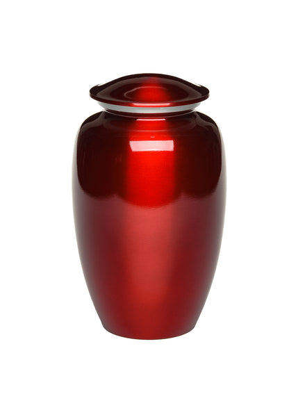 Adult Cremation Urn For Human Ashes - Beautiful Ruby Red Alloy Cremation Urn With Shiny Luster Finish - Adult Size - Ruby Red - 200 cu. in.