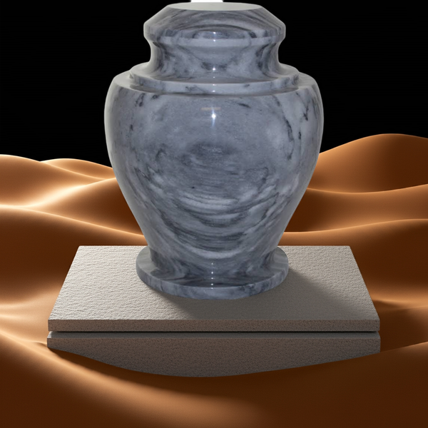 Adult Cremation Urn For Human Ashes - Natural Marble Cremation Urn With Cashmere Gray Classic Design - Adult Size - 220 cu. in.
