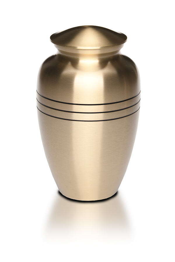Adult Cremation Urn Brass Brushed Brass With Three Rings Design UUAB0056