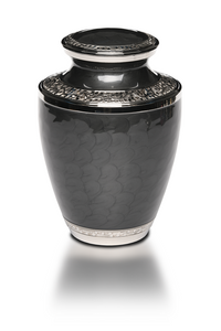 Adult Cremation Urn Brass Nickel Overlay and Charcoal Black Enamel Design UUAB0053 1