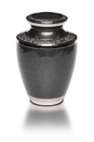 Adult Cremation Urn Brass Nickel Overlay and Charcoal Black Enamel Design UUAB0053 1