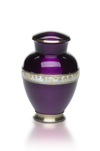 Adult Cremation Urn Purple Brass Mother of Pearl Band UUAB0010 1