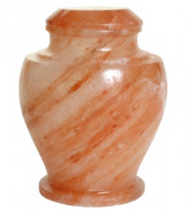 Adult Cremation Urn For Human Ashes - Rock Salt Biodegradable Cremation Urn With Red and Orange Design - Large Size - Red and Orange - 220 cu. in.